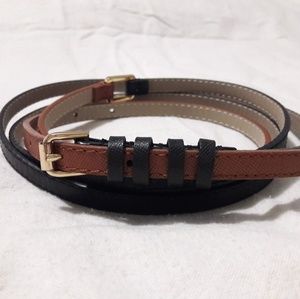 C. Wonder skinny double-wrap belt black brown